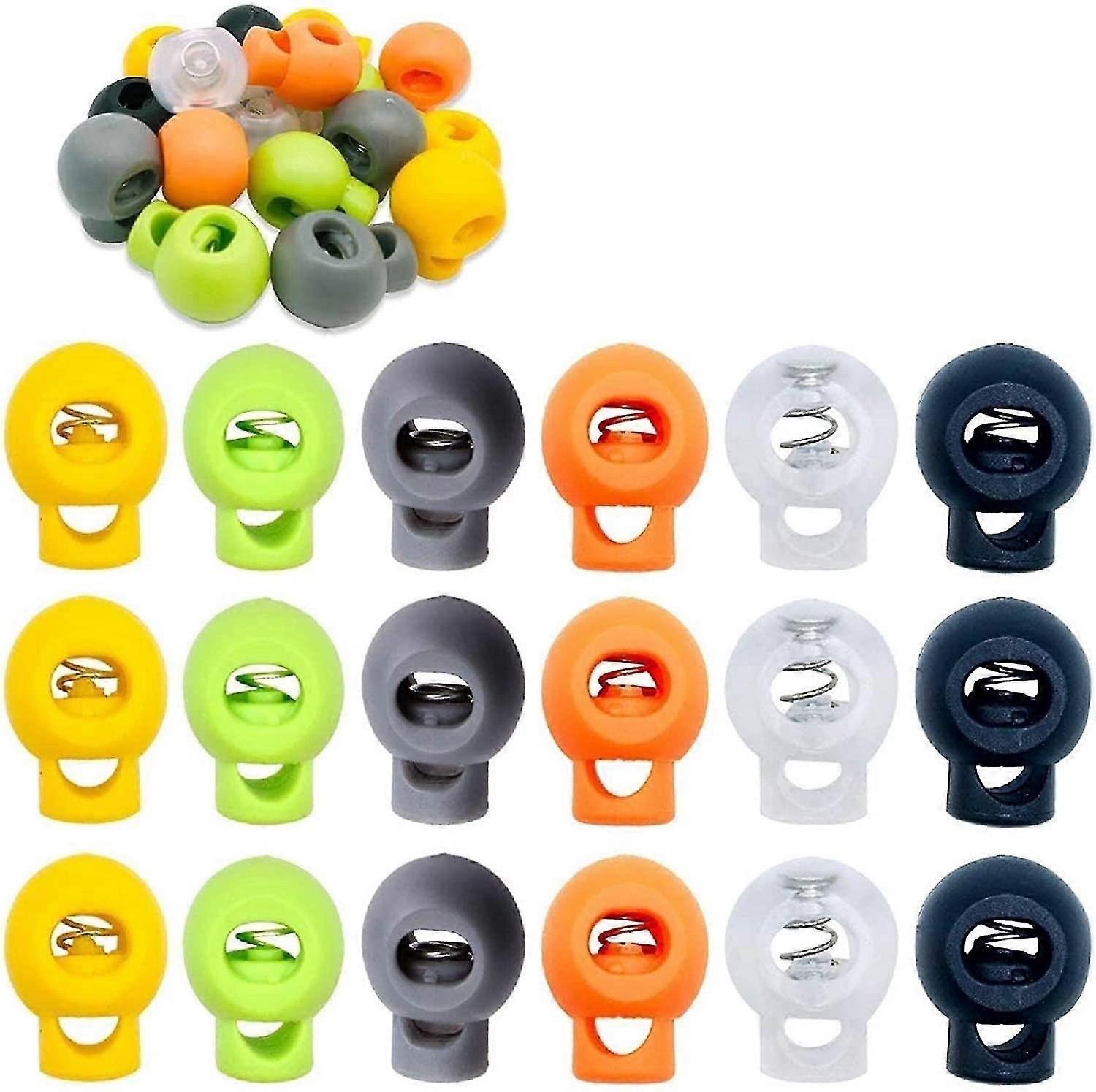 60 Pack Single Hole Plastic Cord Stoppers For Drawstring, Backpack, Craft Supplies - 6 Colors