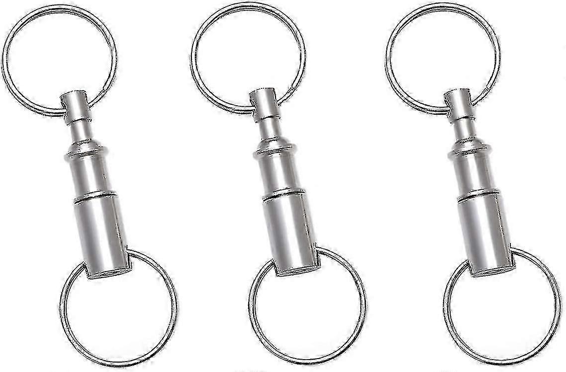 3 Pack Quick Release Detachable Pull Apart Key Rings Keychains,double Spring Split Snap Seperat f54