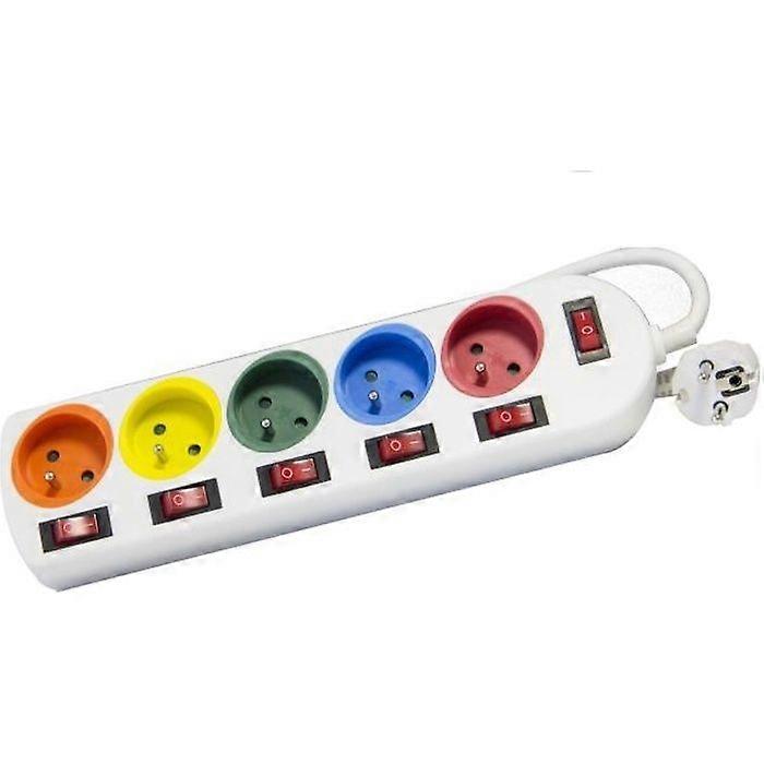 DIO 5-Socket Power Strip in White with Individual Switches