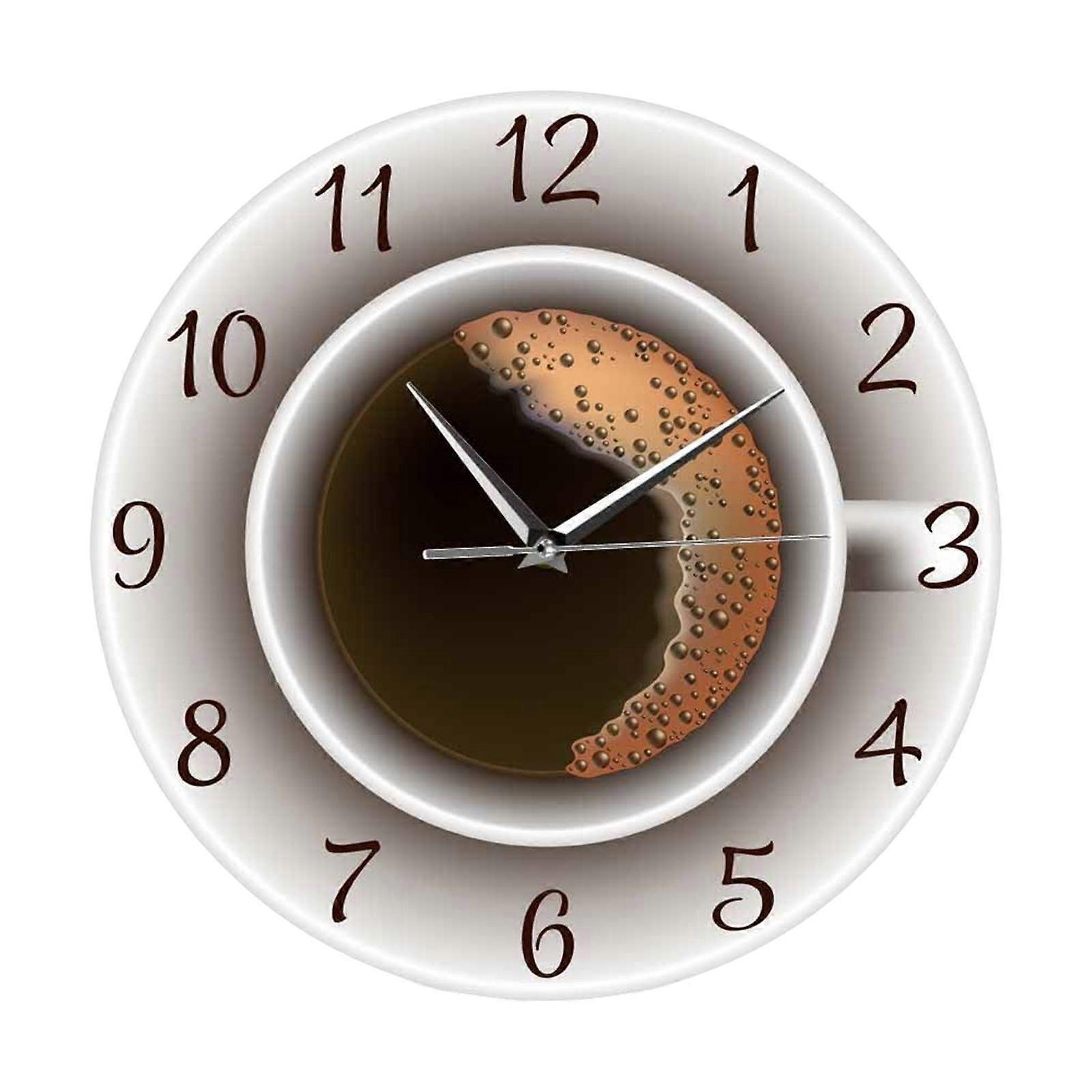 Coffee Cup Wall Clocks 30cm for Kitchen Installation Quickly Silent