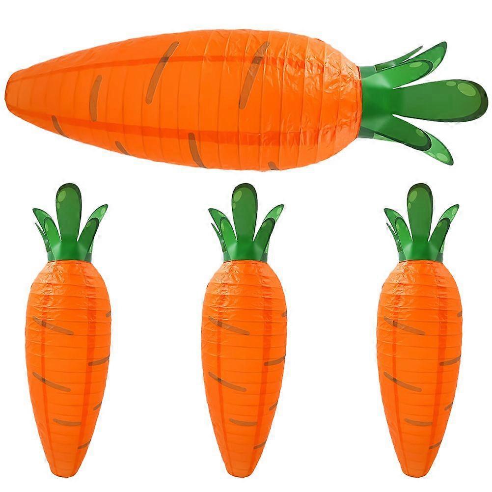 4pcs Paper Folding Easter Lanterns Creative Carrot Shaped Lanterns Hollow Out Lanterns