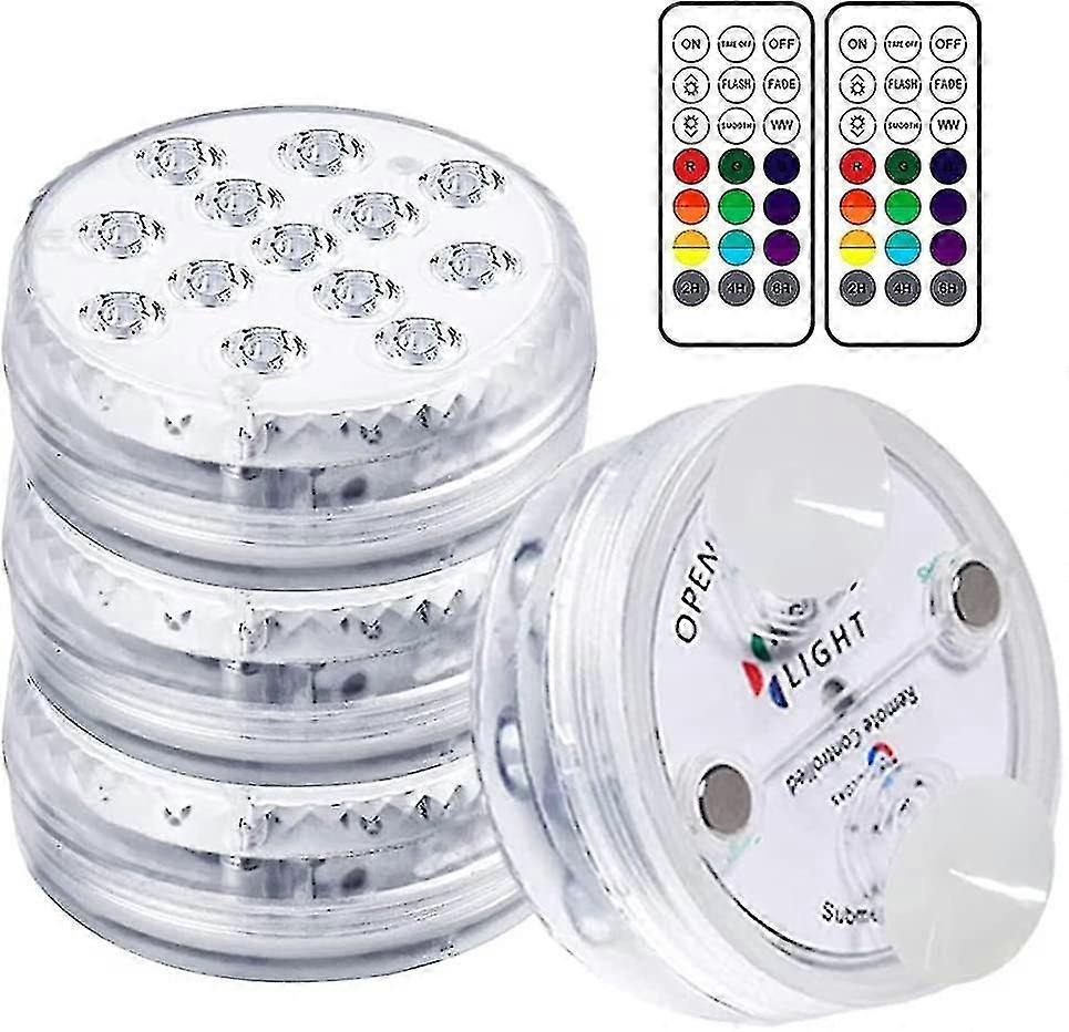 4pcs Underwater Led Light 7cm 13led Pool Lighting With 2pcs Rf Remote Control
