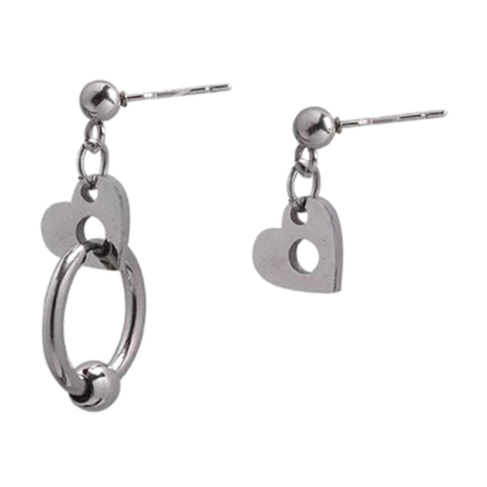 Sweet Cool Heart Hoop Earrings Y2K Gothic Ear Buckle Stud for