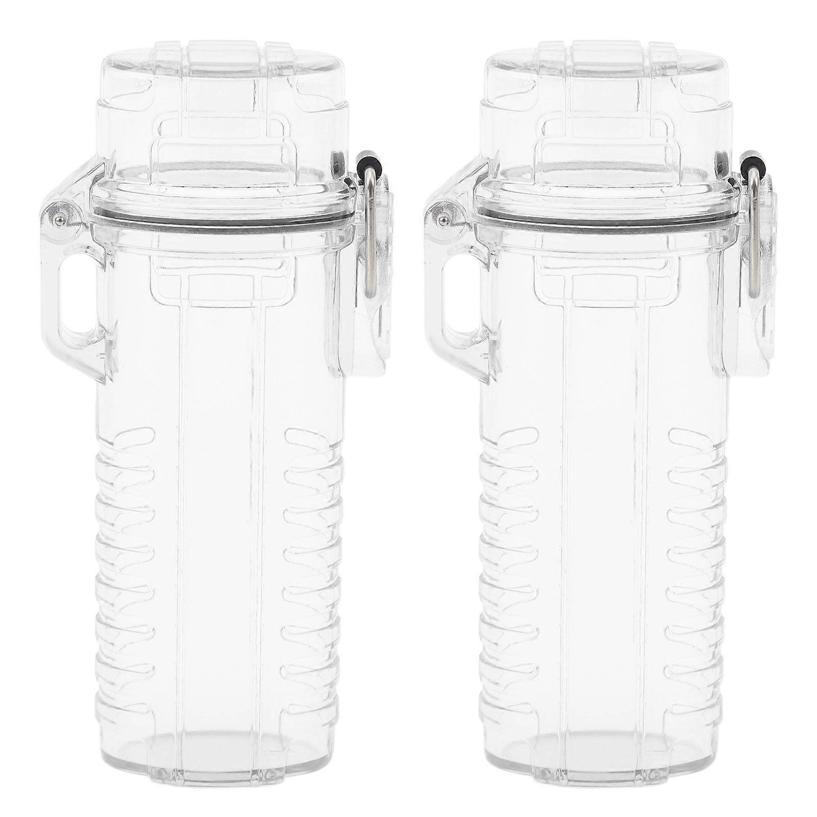 2Pcs Lighter Case Waterproof Lighter Storage Container Plastic for Outdoor Camping Hiking Transparent