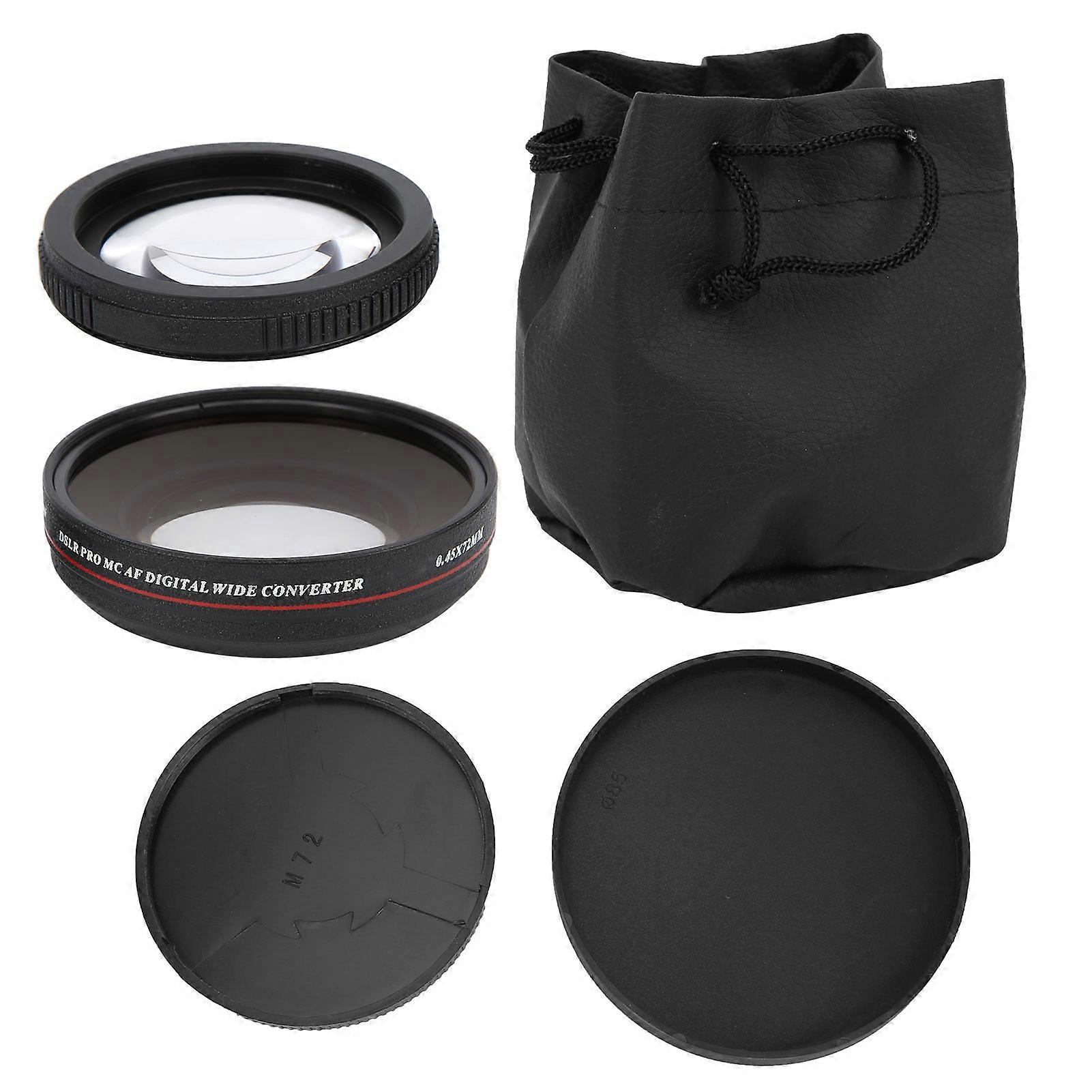 Optical Glass 0.45x WideAngle Black Additional Lens for 72mm Camera Lens Photography Accessory