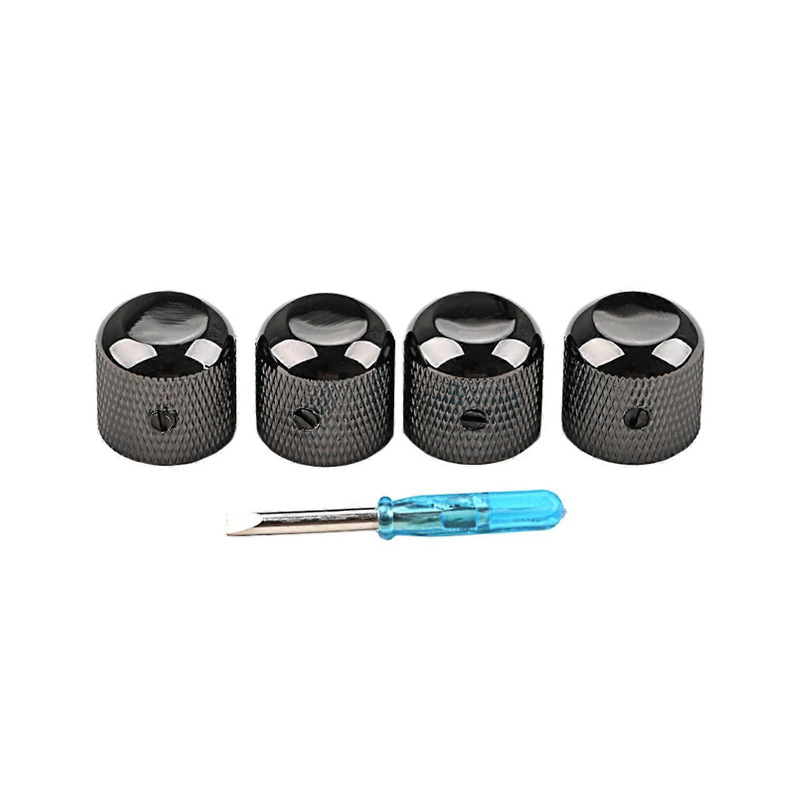 4Pcs Guitar Potentiometer Control Knobs Electric Guitar Volume Tone Knobs for Electric Guitar Bass Sound Tuning Control  Black