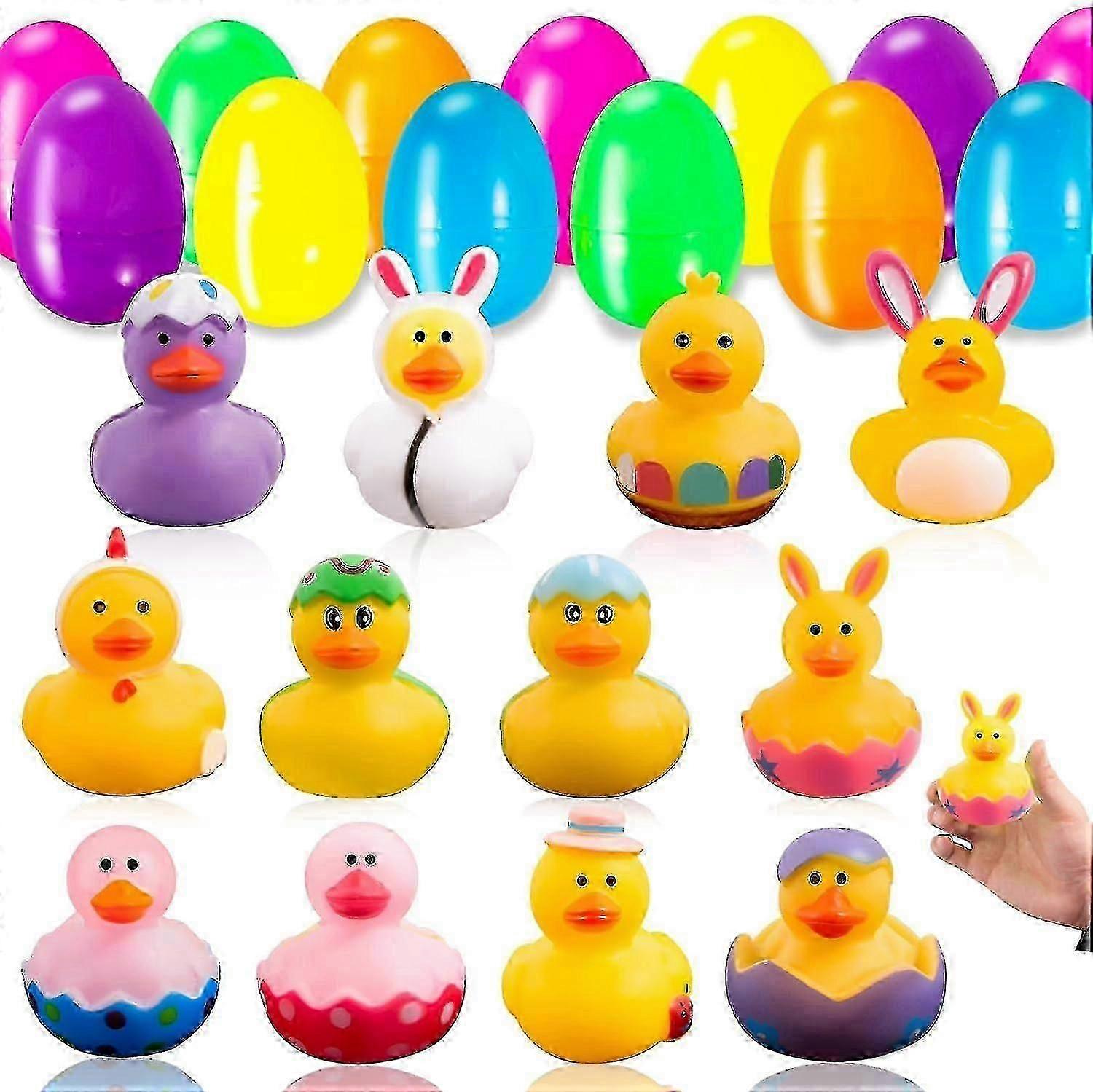 12 Pcs Easter Egg Hunt Kit, Easter Eggs Filled With Rubber Ducks Bath Toys Easter Gifts Easter Gift