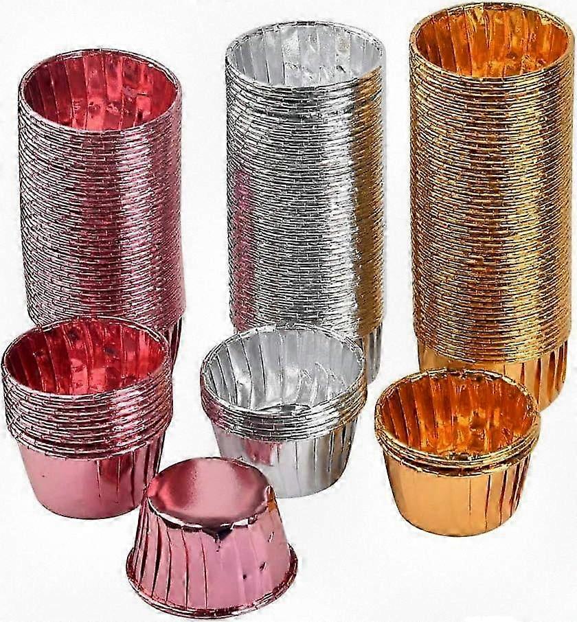 150pcs Disposable Aluminum Baking Cups, Reusable Foil Muffin and Cake Liners for Party Events