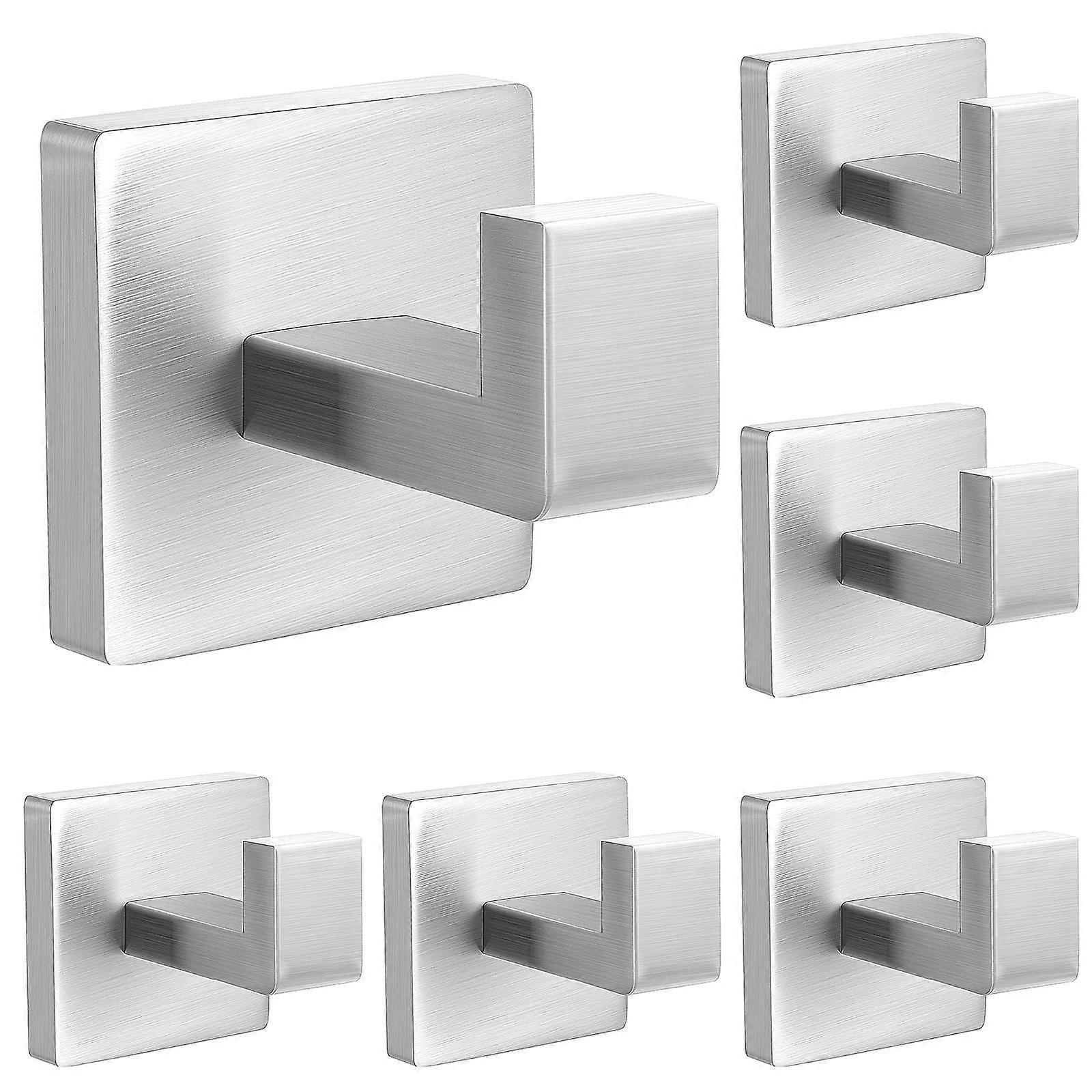 6 Pack Brushed Stainless Steel Towel Hooks for Bathroom Kitchen