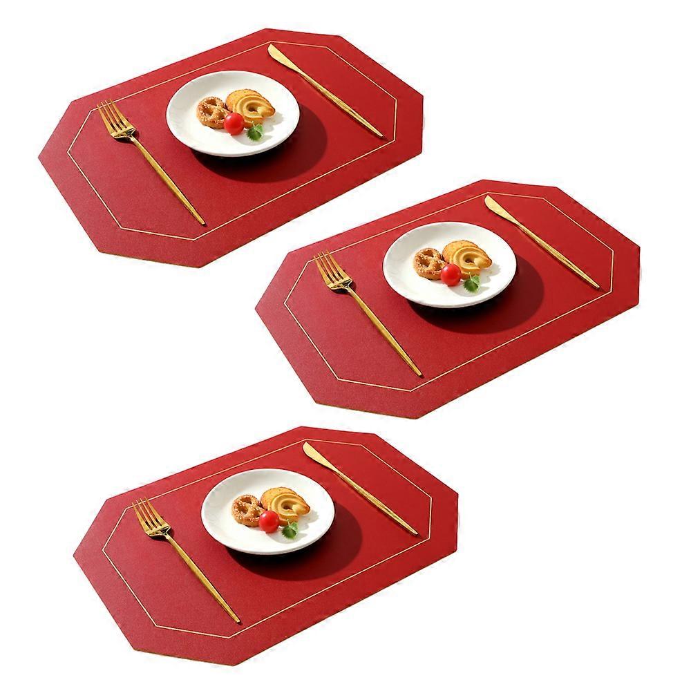 Western place mat oil proof table mat solid color double square leather place mat