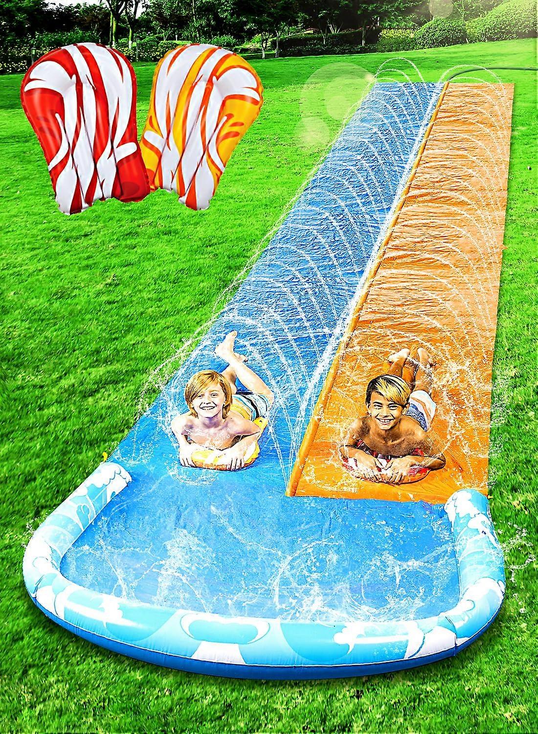 22.5 Ft Water Slides With Bodyboards For Kids Outdoor Backyard Fun Durable UV-Resistant Design