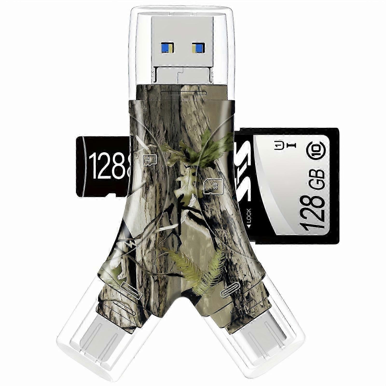 SD Card Reader for iPhone/ipad/Android/Mac/Computer/Camera, 4 in1 Micro SD Card Reader Trail Camera Viewer, Portable Memory Card Reader SD Card Adapte