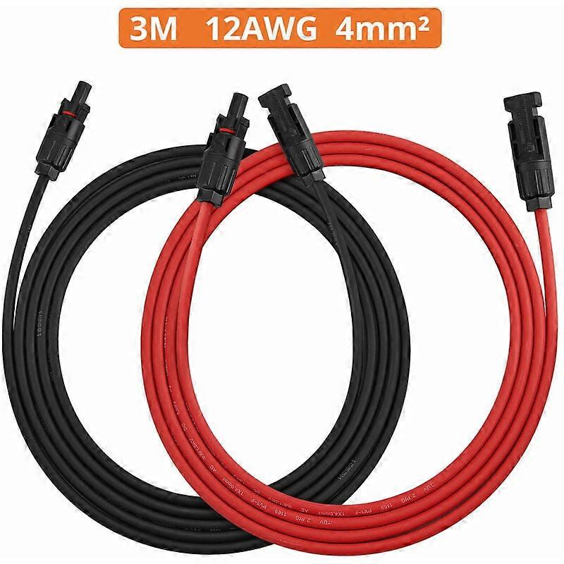 Black and Red Solar Panel Extension Cable 4mm² 12 AWG Connector Cable