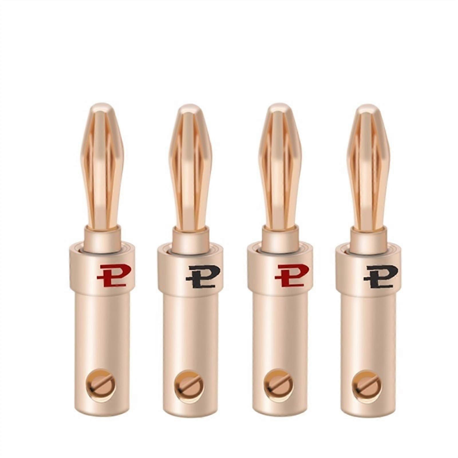 4pcs 24K Gold-Plated Copper Banana Speaker Plug Connector Adapter Audio Banana Connectors for Speaker Wire Amplifiers (Color : 4xL1017)