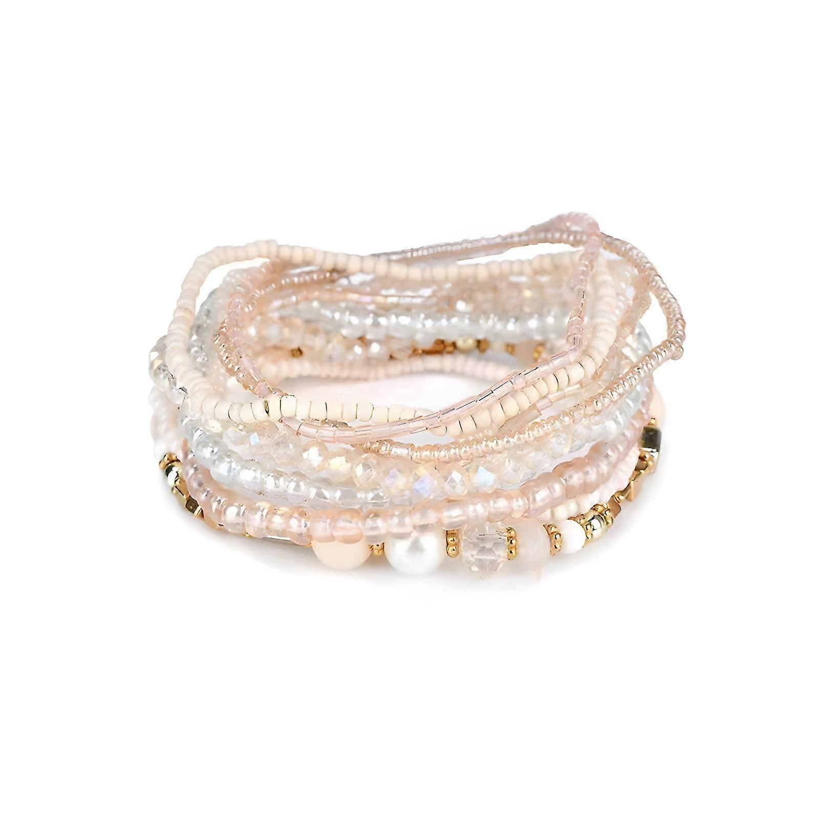 Bead bracelets for women Stacking beads Summer Rainbow Pile Boho Stetch Handmade
