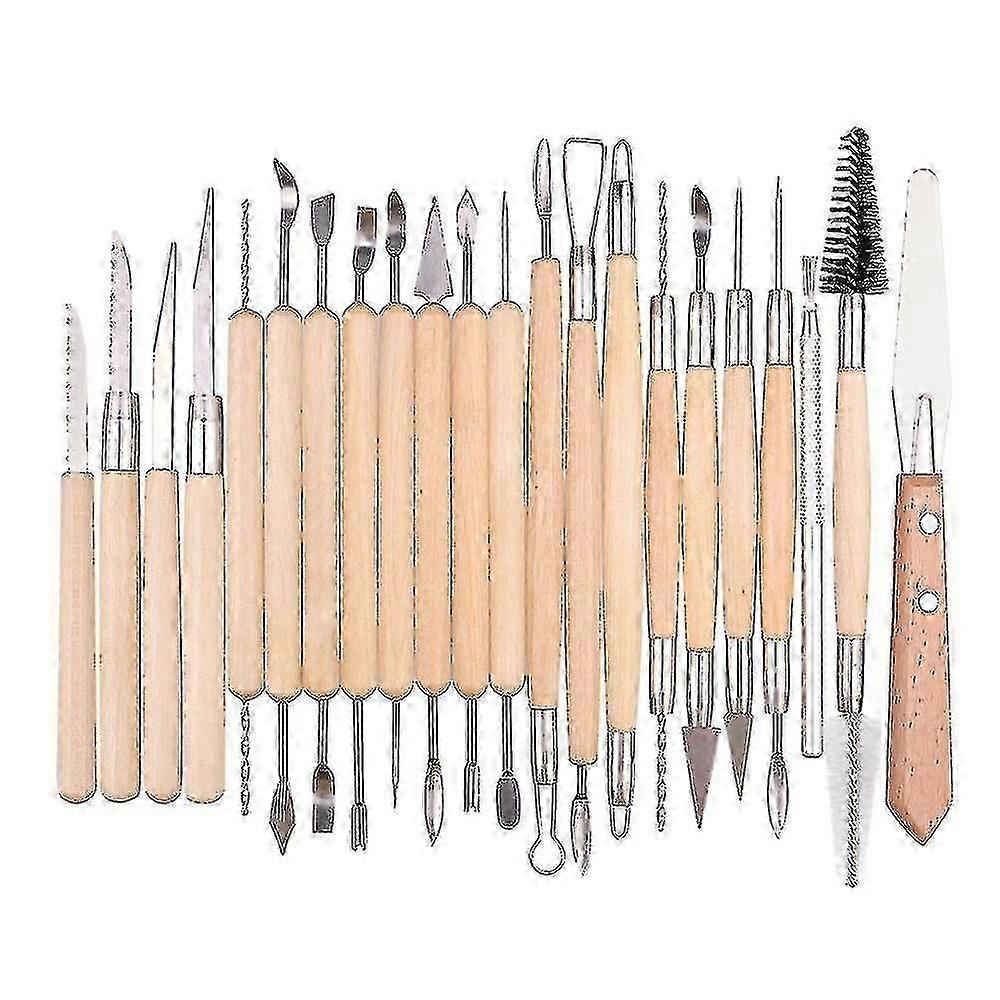 22pcs Clay Sculpting Tools Kit Clay Modelling Tools Wooden Polymer Clay Tools Rubber Pottery Tools