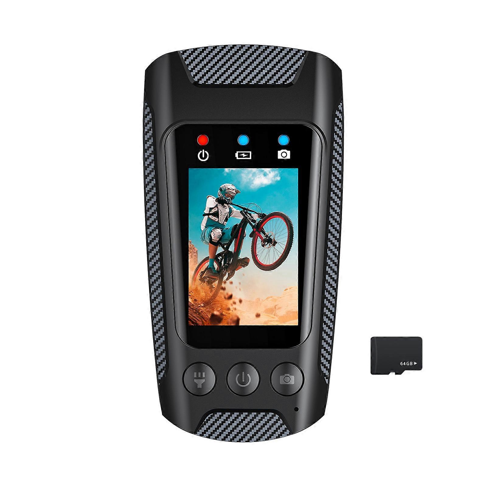 Câmera de ciclismo multifuncional 4K 60FPS à prova de chuva Tela IPS de 2,0 polegadas Conexão WiFi com flash LED