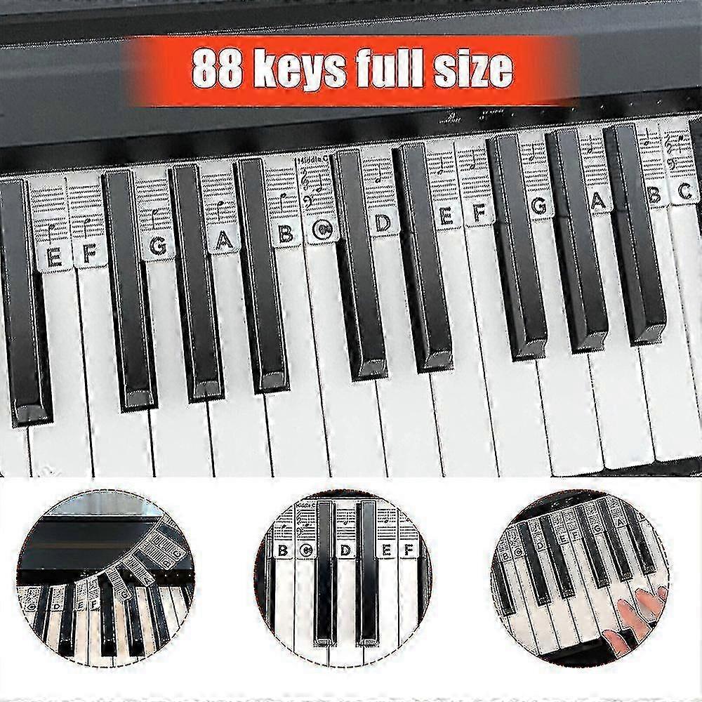 Piano Note Guide Stickers Removable Silicone 88 Keys for Beginners