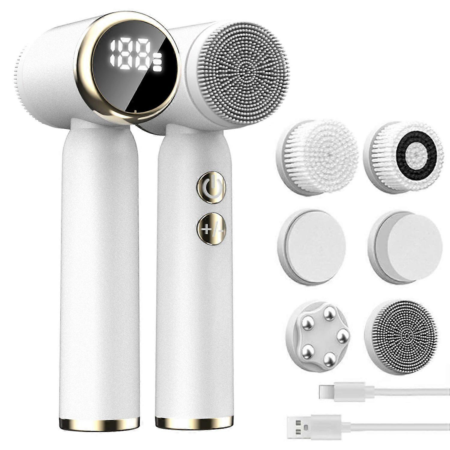 6-σε-1 μηχανοκίνητη βούρτσα καθαρισμού προσώπου με 6 κεφαλές βούρτσας για περιποίηση και καθαρισμό της επιδερμίδας