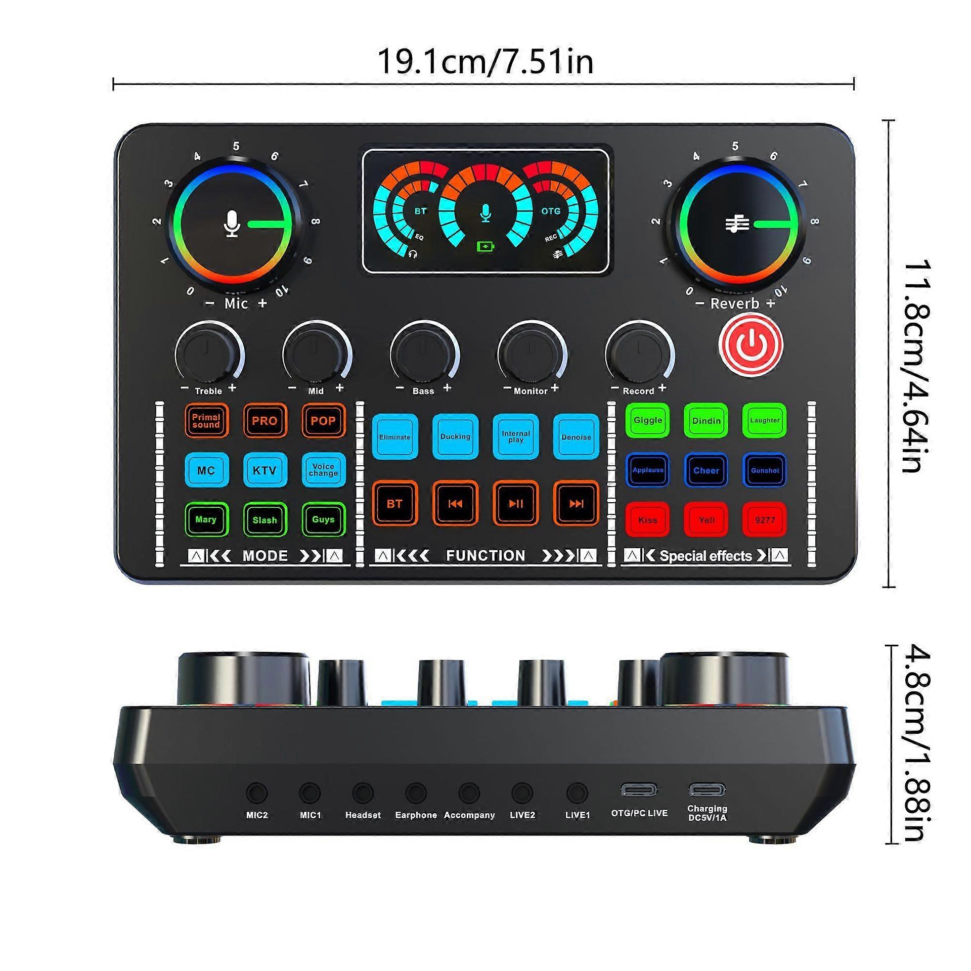 V98 live sound card with audio recording and voice changer