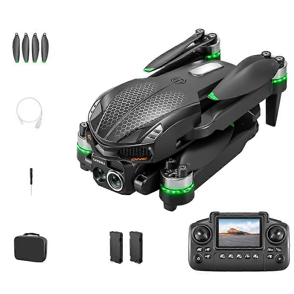 S168 Folding Drone with Screen Remote HD Camera RC Aircraft Optical Flow Obstacle Avoidance, 2 Batte