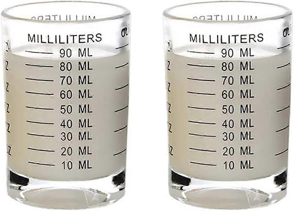 SSRGV Shot Glas Mätkopp 3 Ounce / 90ml Flytande Tung Hög Espresso Glas Kopp 2 st (Svart 90ml 2st)