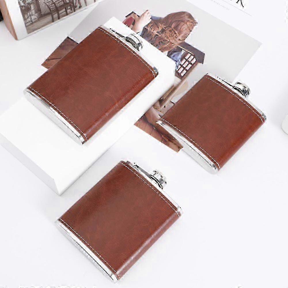 Hip Flask Gift Set, Hip Flasks For Liquor For Men With Leather Cover