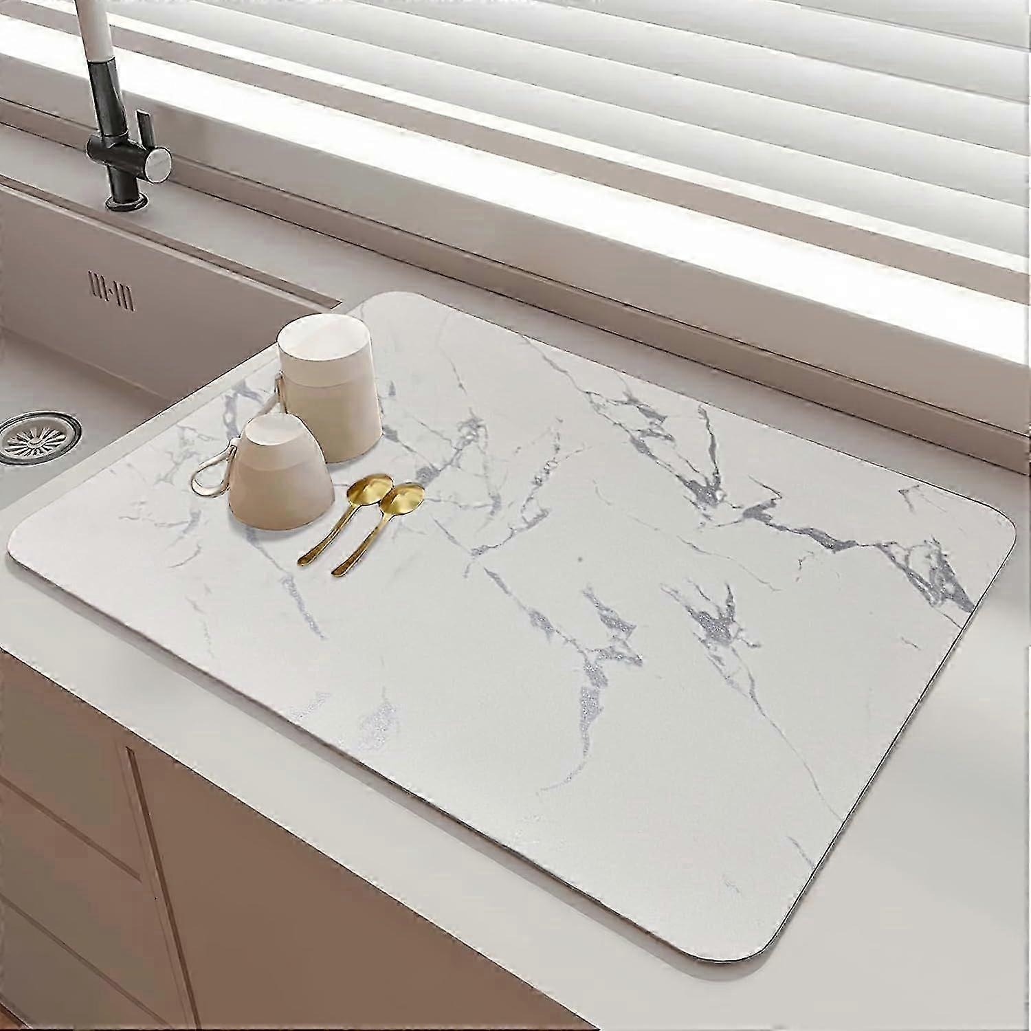 st Diskmatta, 40-30 cm absorberande diskmatta, halkfri diskmatta, absorberande matta för diskbänk, diskställ i marmor x