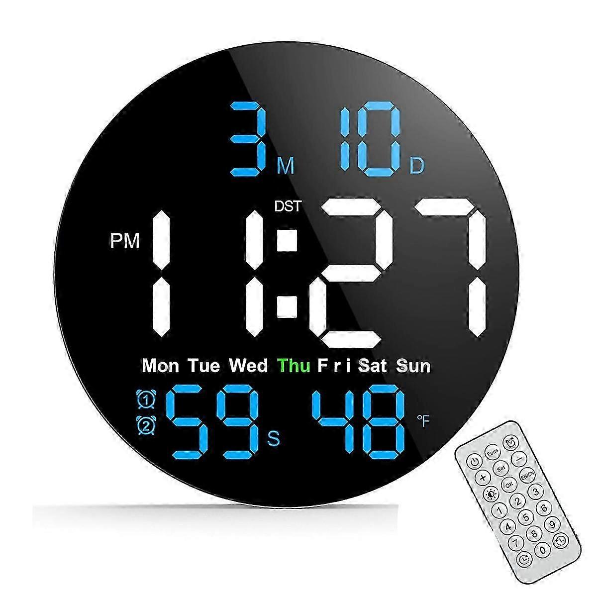 Digital Wall Clock,10 in Wall Clock with Large LED Display Seconds Display One Button Muteable Butt