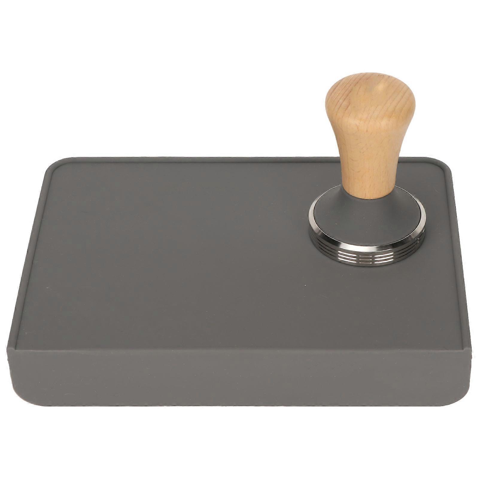 Oversized Coffee Tamping Pad and Wood Coffee Tamper Set Dustproof Silicone Tamper Mat for Home