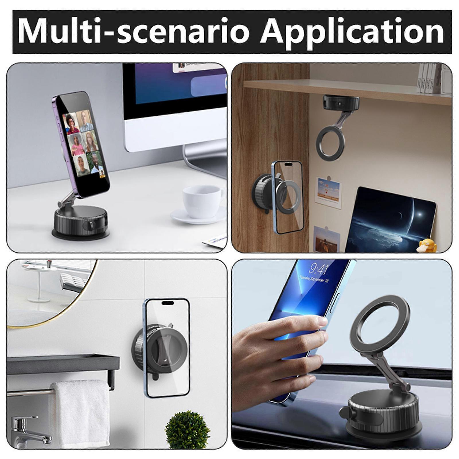 Foldable Car Phone Bracket Magnetic Stand 360 Degree Rotation Adjustable with Double Suction Technology for Easy Viewing