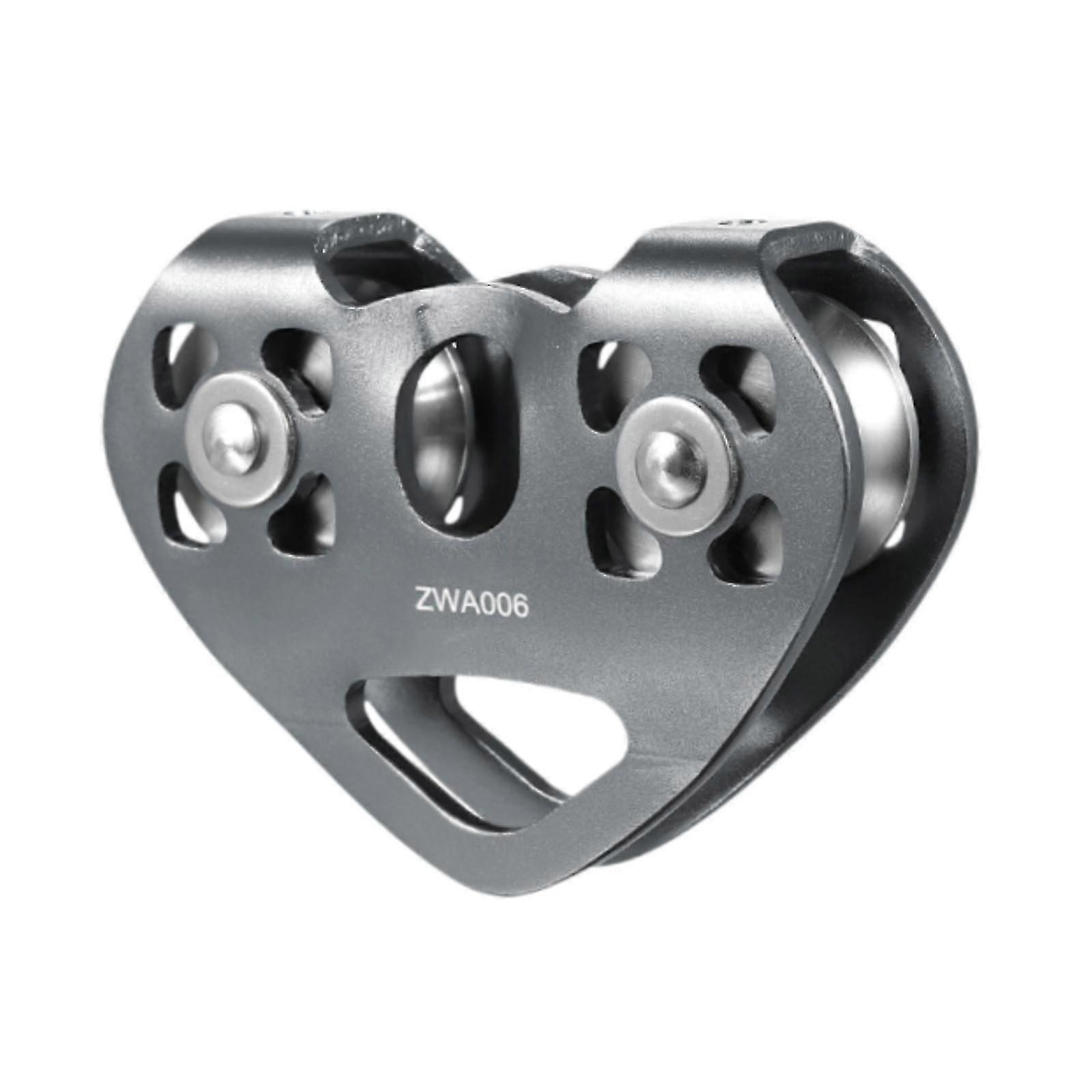 Zip Line Pulley 30kN Double Pulley Pulling Device Rolling Carts Trolly Wheel Hitch Pulley Hauling Pulley Wheel for Rappelling-color: Grey