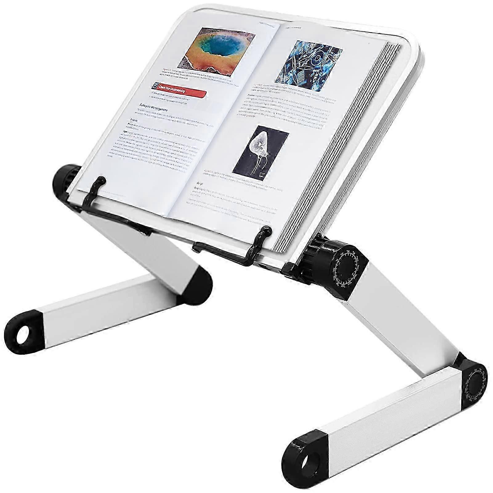 Adjustable Book Stand, Height and Angle Adjustable Ergonomic Book Holder with Page Paper Clips Lightweight Aluminum Book Holders