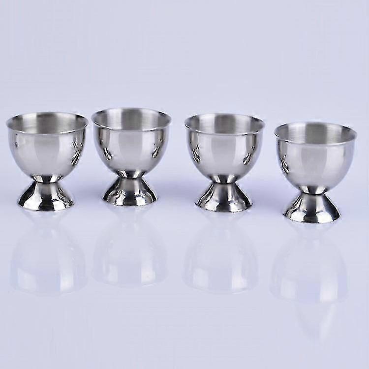 Egg Cup Holder Set  Stainless Steel Egg Tray Kitchen Tool4pcs, Silver)