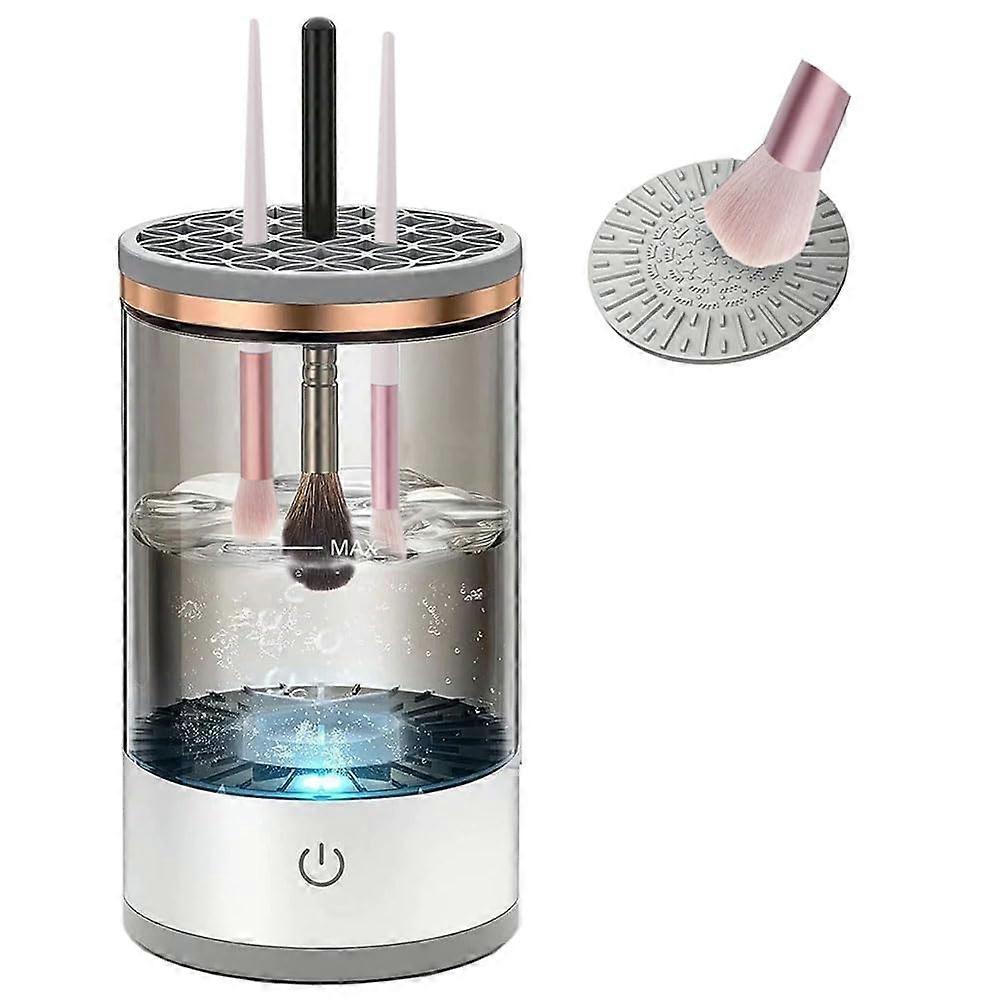 Electric Makeup Brush Cleaner Machine with Portable Cleaning Mat, Automatic Spinner for All Brush Sizes and Holder