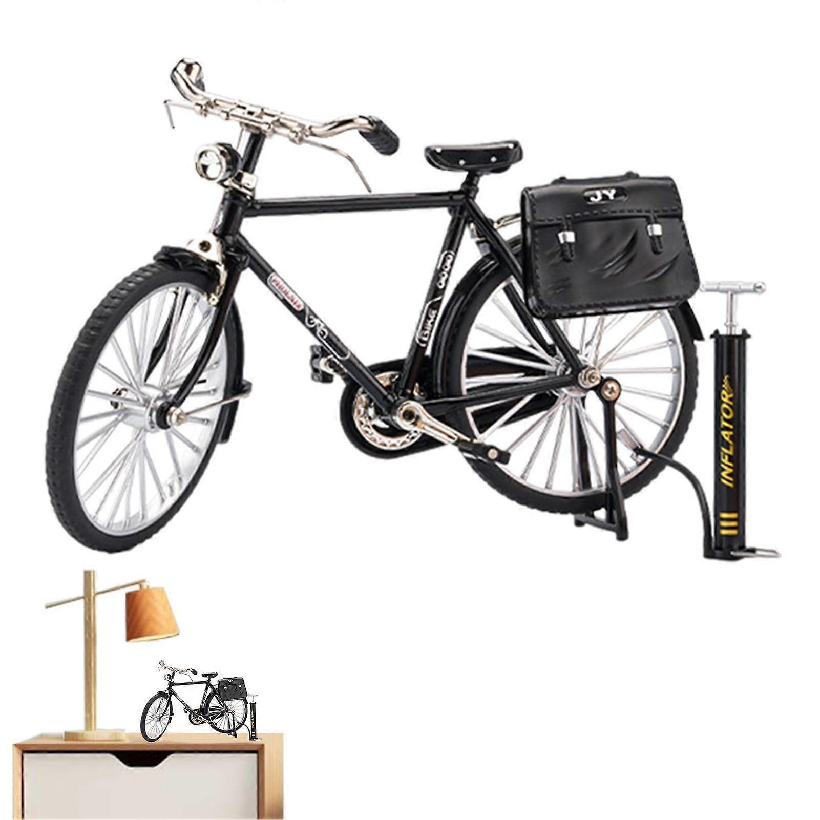 Retro Model Scale Metal Bike Sculpture, Finger With Inflator, Desktop Tabletop Shelf Cabinet Decor For Bedroom Garden
