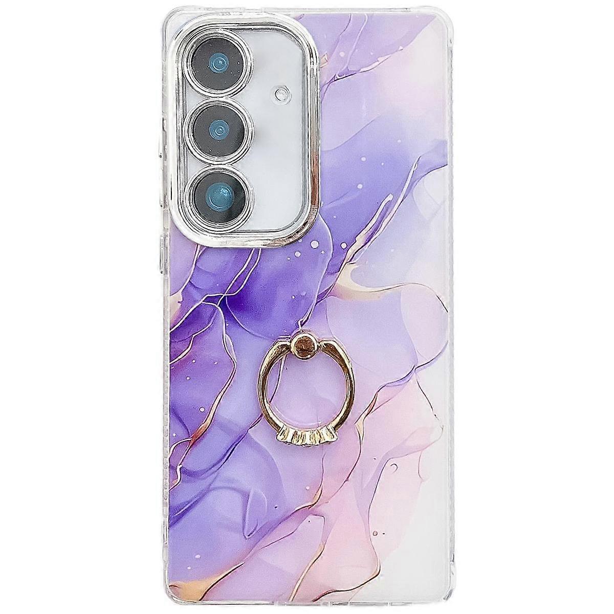 Electroplated Marble Texture Ring Holder Phone Case