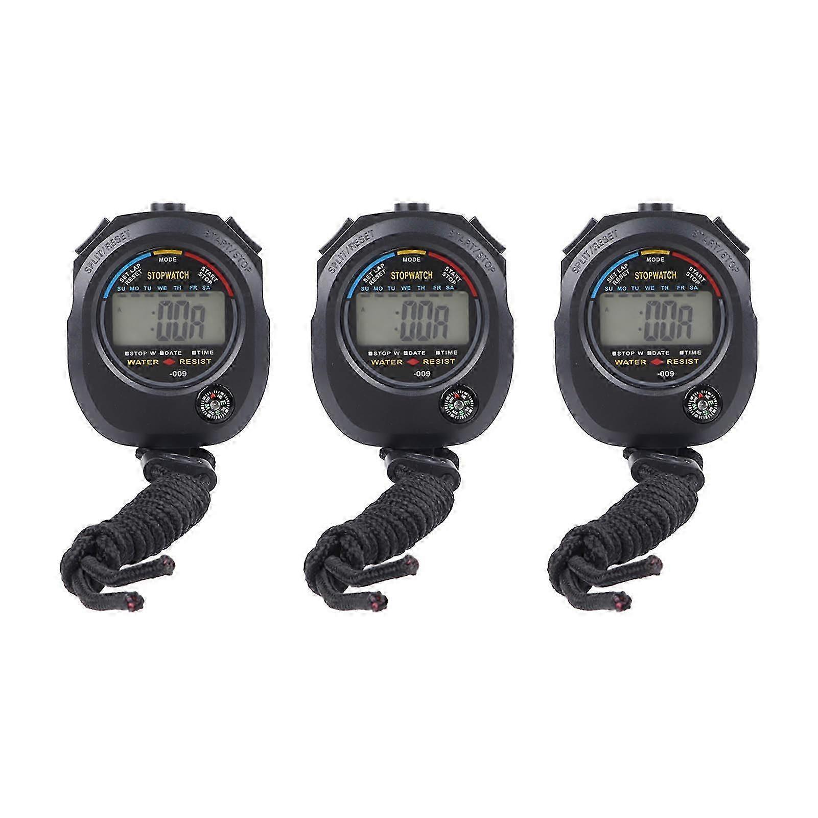 3 PCS High Accuracy Waterproof Sports Stopwatch Timer 40mah