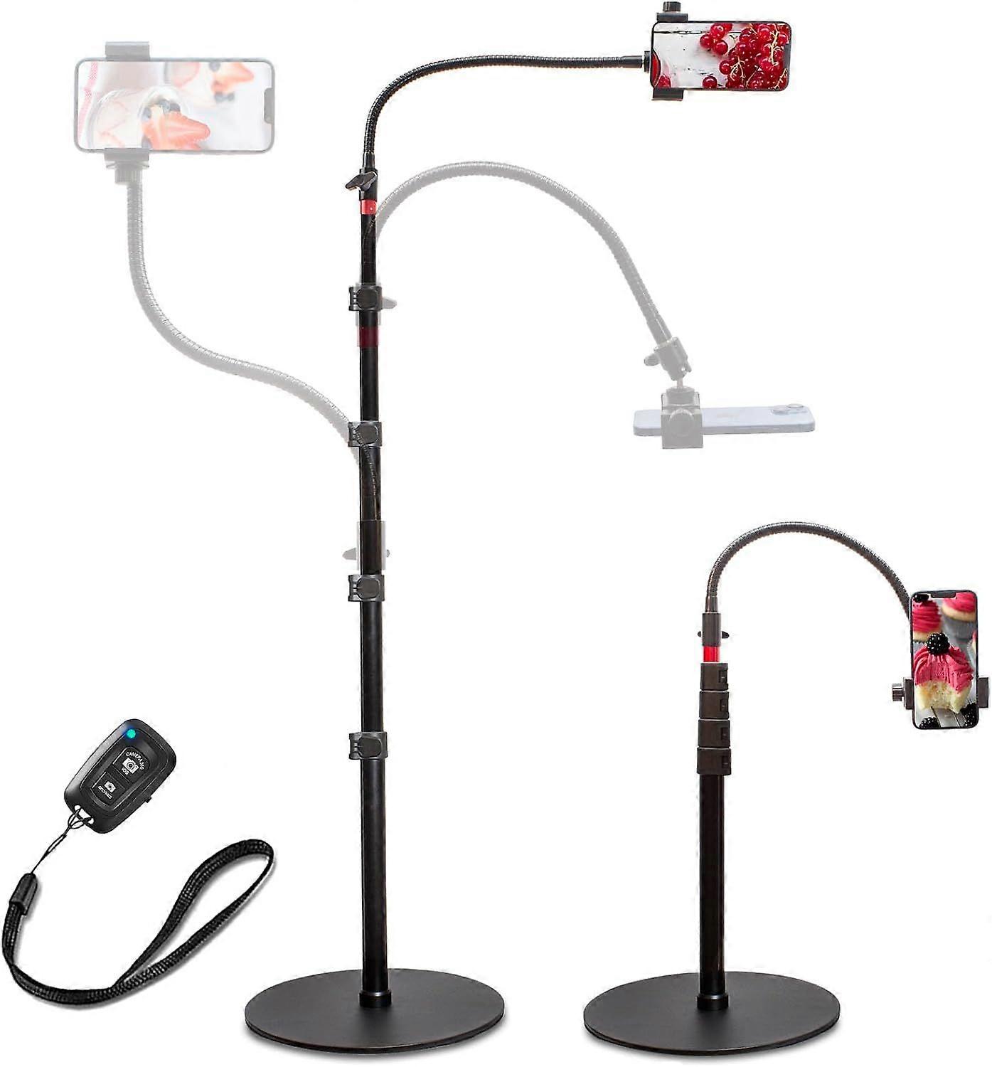 Phone Overhead Stand, Gooseneck Phone Floor Stand, Tall Video Cell Phone Mount