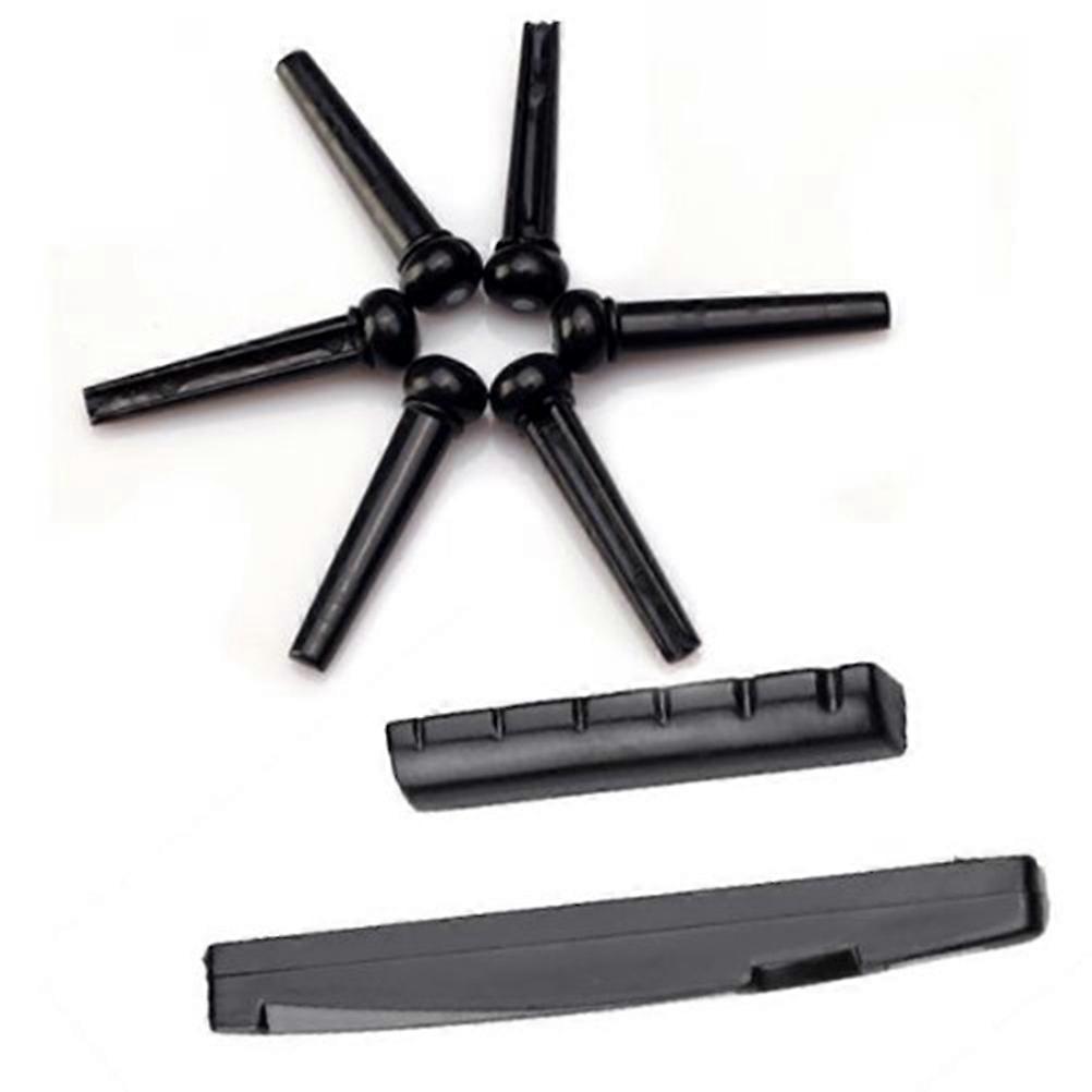 Acoustic Guitar Replacement Bridge Saddle Nut Set Durable Black Plastic Parts for Guitar Accessories Enthusiasts