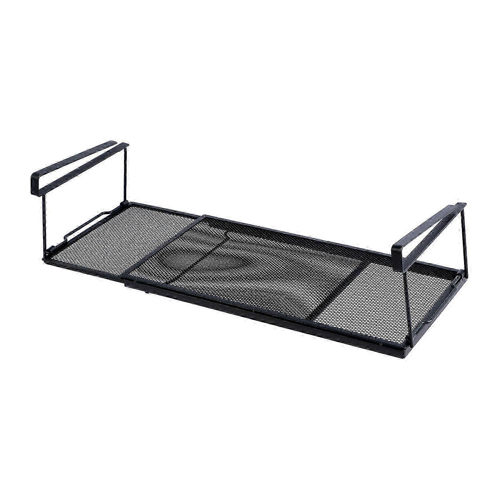 Expandable Under Shelf Rack for Kitchen Storage Suitable for Cupboard, Bathroom, and Desk with a Sleek Black Finish