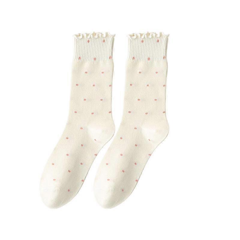 Lace Socks Children'S Medium Tube Socks Medium Tube Fungus Edge Japanese Versatile Polka Dot Stacking Socks