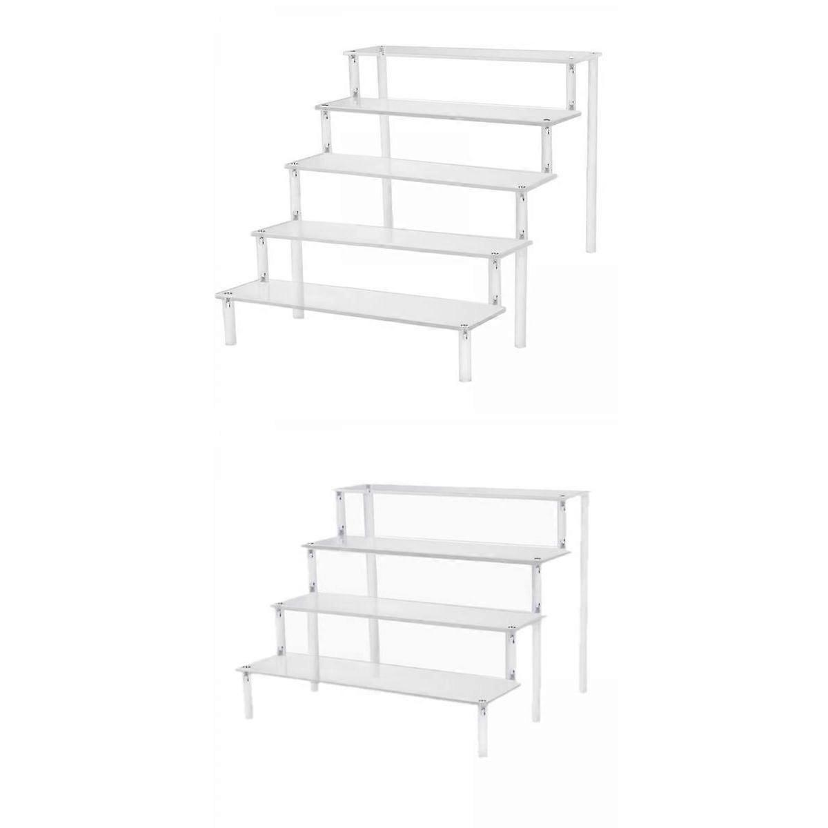Pack-2 Tiered Clear Acrylic Display Riser Shelf Rack for Cabinet Countertops