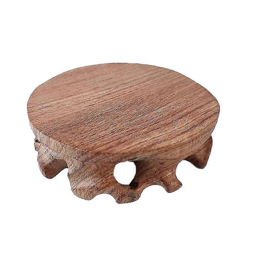 Wooden Base Round Stable Figurine Stand Clear Texture Pedestal Craft Wuqx-10cm