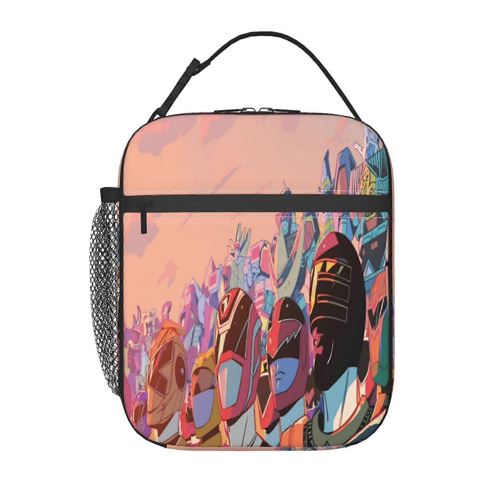 q51 Power Rangers The Animated Series Lunch Bag with Removable Divider Panels, Customizable Interior Space for Different Meal Types j51