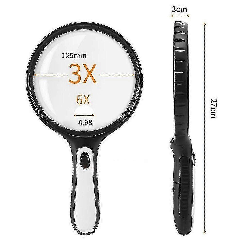 Lupa com Luz para Leitura AmpliaçãoAmpliação com 4 Luzes LED para Idosos com Deficiência Visual Lazer