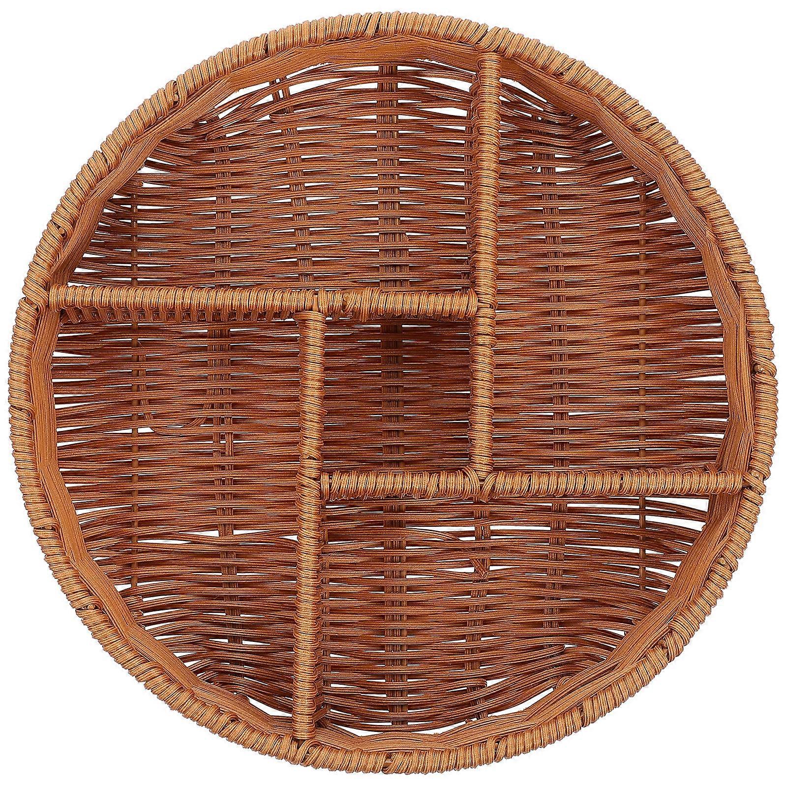 Imitation Rattan Snack Holder Multi Functional Tabletop Storage Tray for Dried Fruits, Nuts, and Snacks – Unique Design for Kitchen Organization and