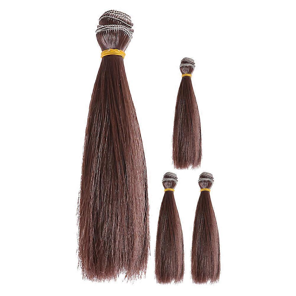 Straight Doll Hair Wig Easy Replacement for Decorative Purpose 4Pcs