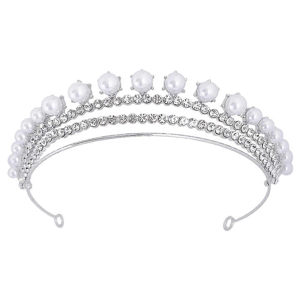 Shiny Bride Crown Headdress with Elegant Pearl Design – Lightweight and Durable Wedding Accessory for Special Occasions