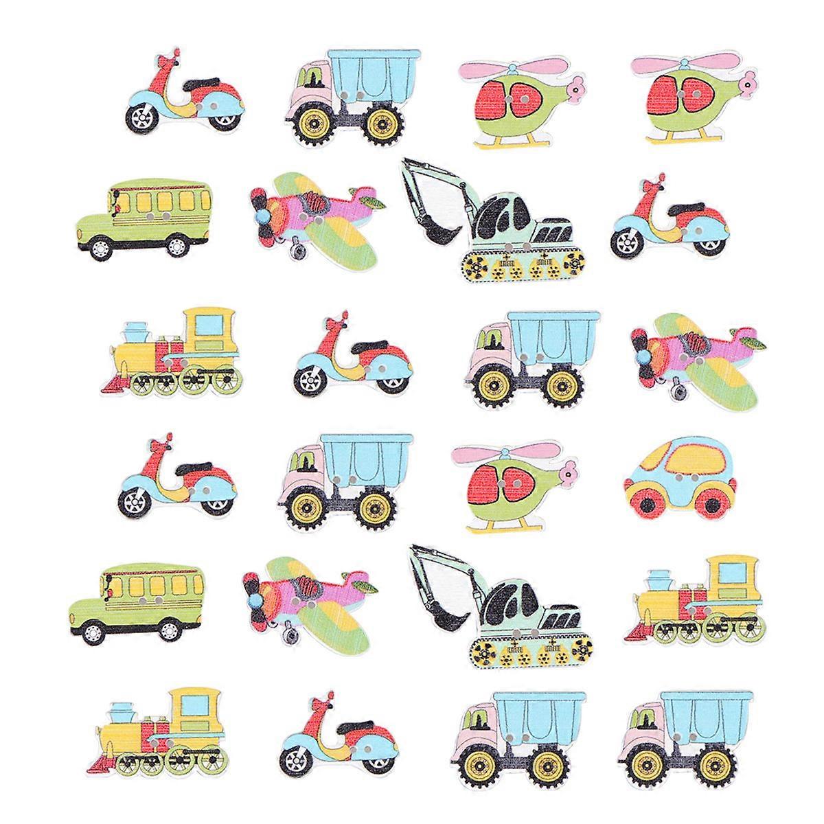 Novelty Buttons Transportation Buttons Mixed Style Wood Buttons Handicraft Enthusiasts Knitting Crochet 100 Pcs
